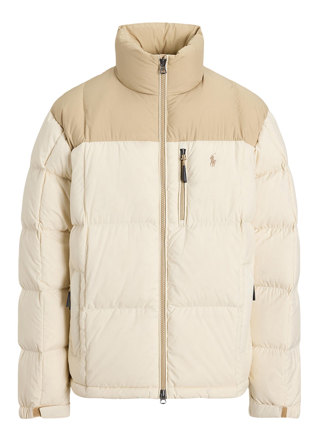 Ralph Lauren Gorham puffer jas met opstaande kraag - voorkant 3 classic tan / bruin