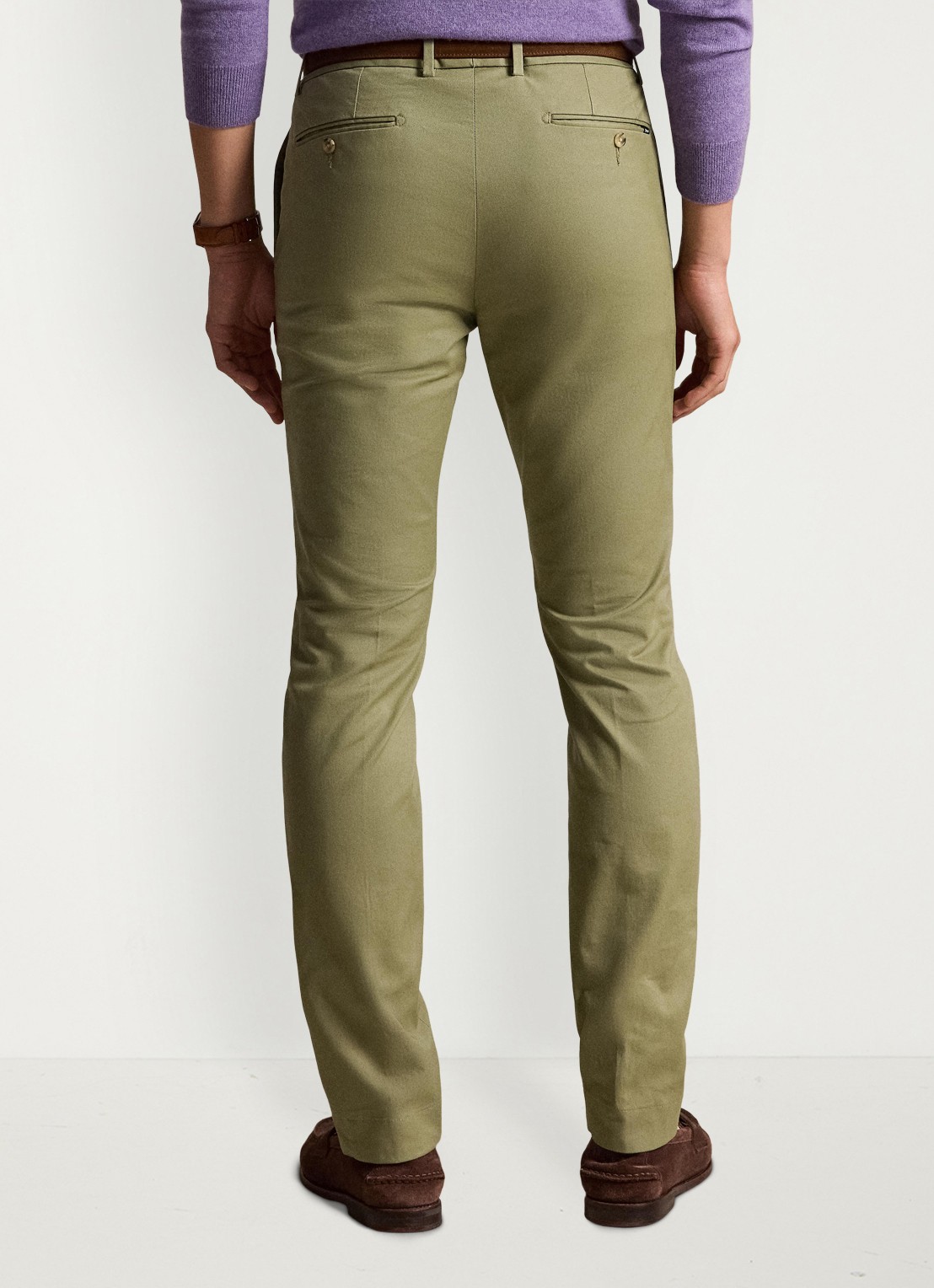 Ralph Lauren Greenwich slim fit chino met stretch - achterkant sage green / groen