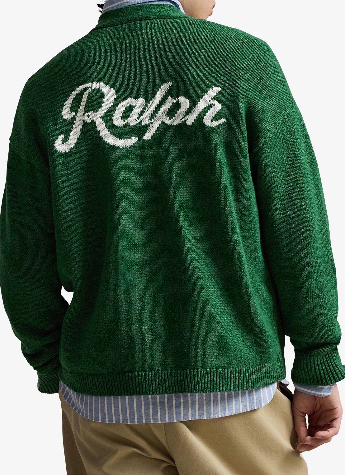 Ralph Lauren Grofgebreid vest in linnenblend met opstikzakken - achterkant new forest-2z8d