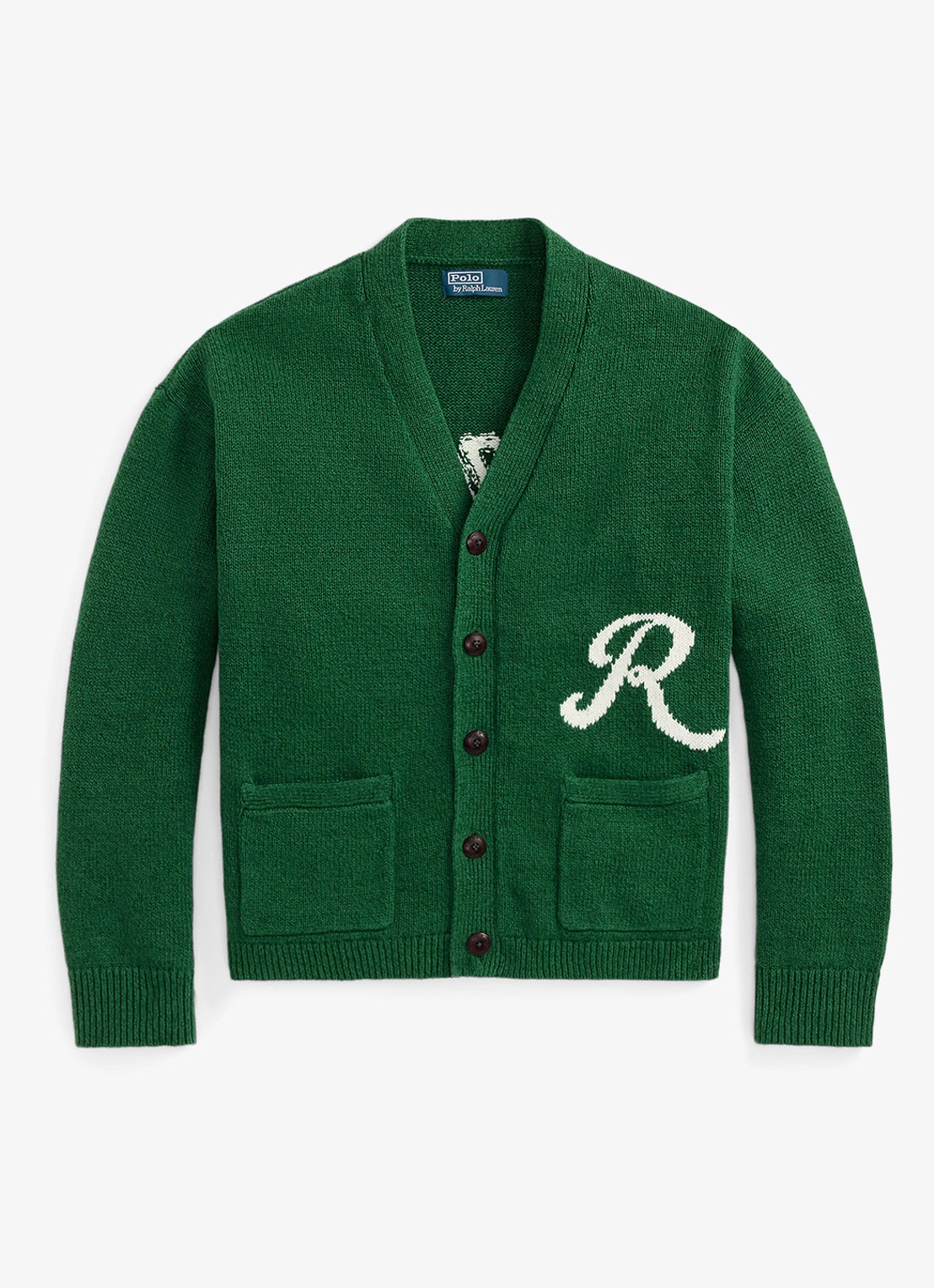 Ralph Lauren Grofgebreid vest in linnenblend met opstikzakken - voorkant 2 new forest-2z8d