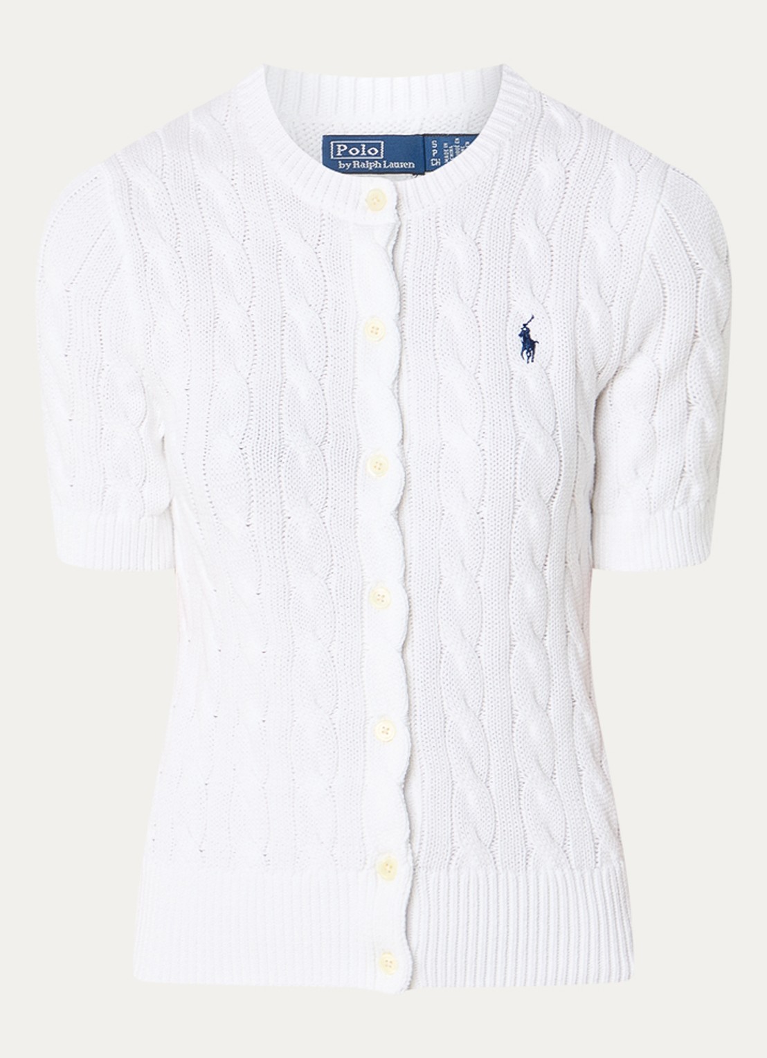 Ralph Lauren Grofgebreid vest met logo - voorkant 2 wit