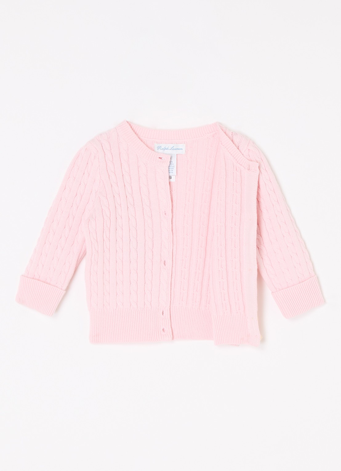 Ralph Lauren Grofgebreid vest met logo - voorkant 2 lichtroze