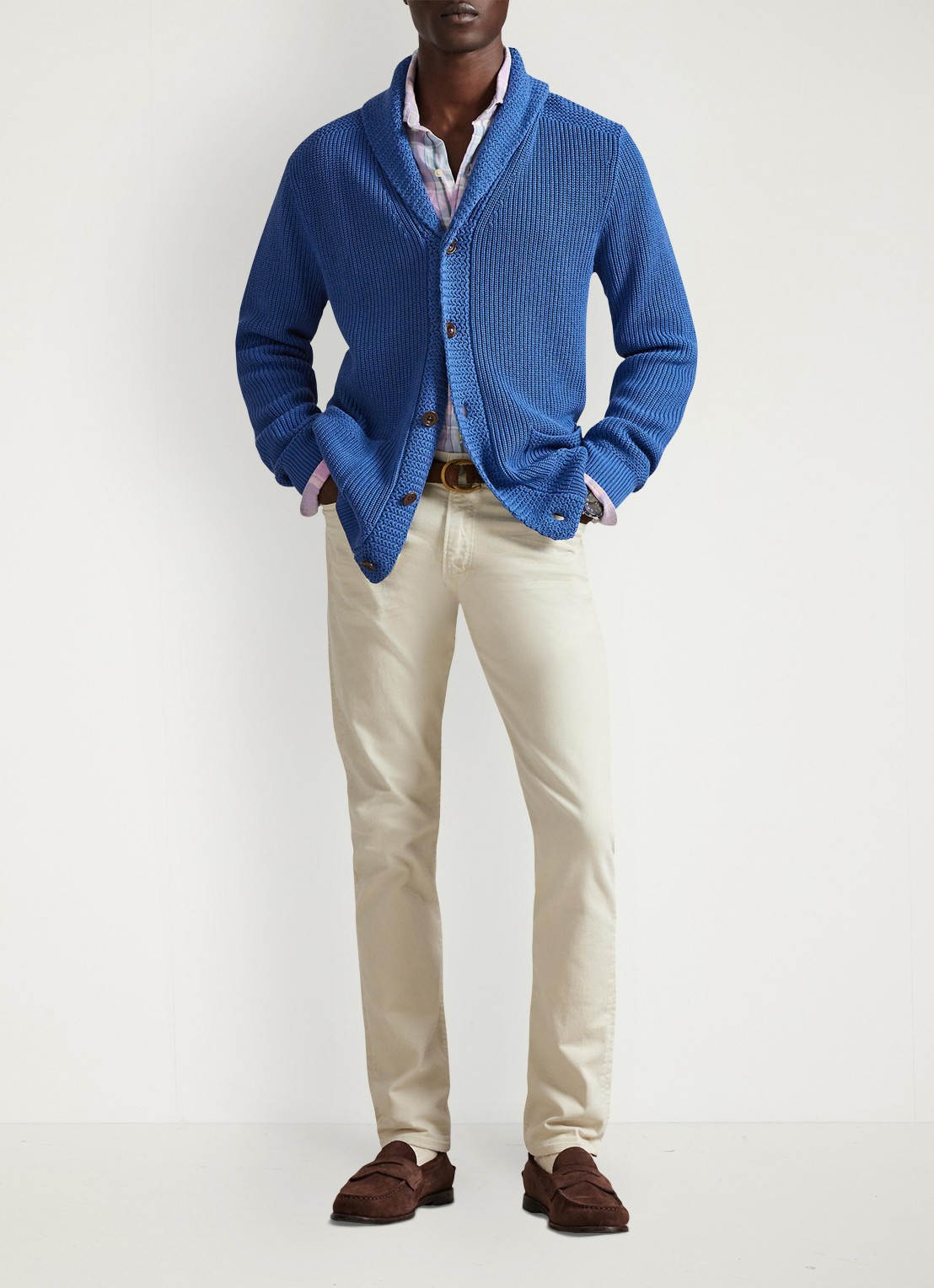 Ralph Lauren Grofgebreid vest met sjaalkraag - voorkant 4 modern royal-34yb