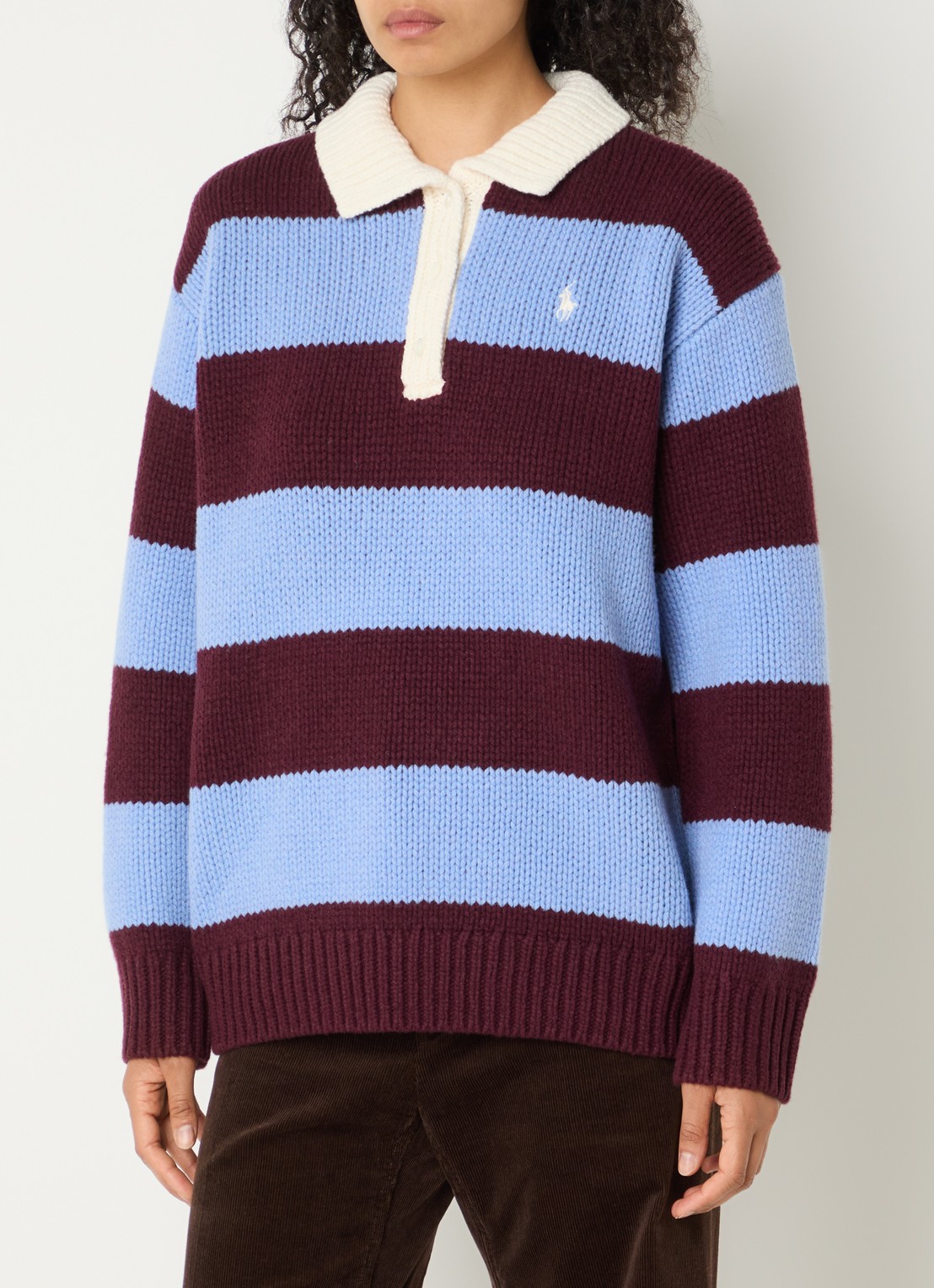 Ralph Lauren Grofgebreide polo in wolblend met streepprint - detail 4 multicolor