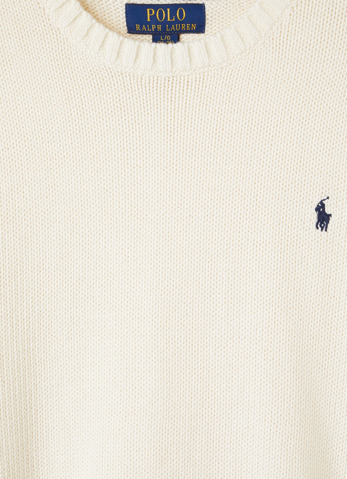 Ralph Lauren Grofgebreide pullover met logo - detail 3 gebroken wit