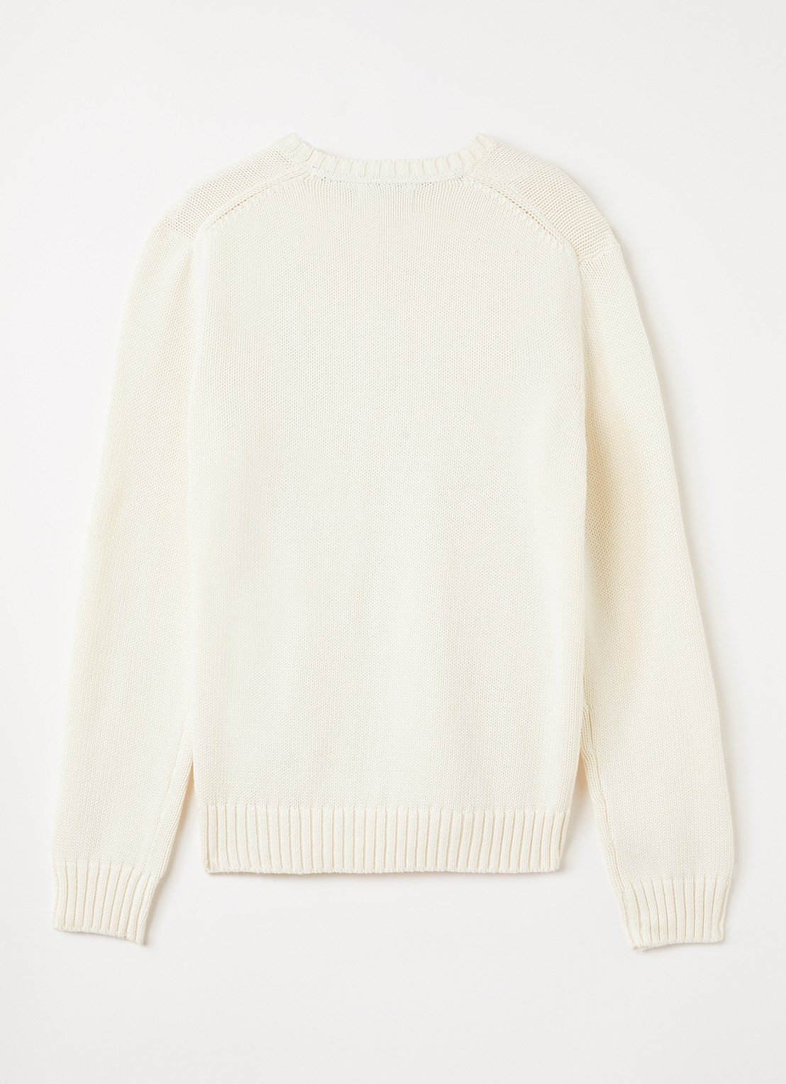 Ralph Lauren Grofgebreide pullover met logo - voorkant 2 gebroken wit