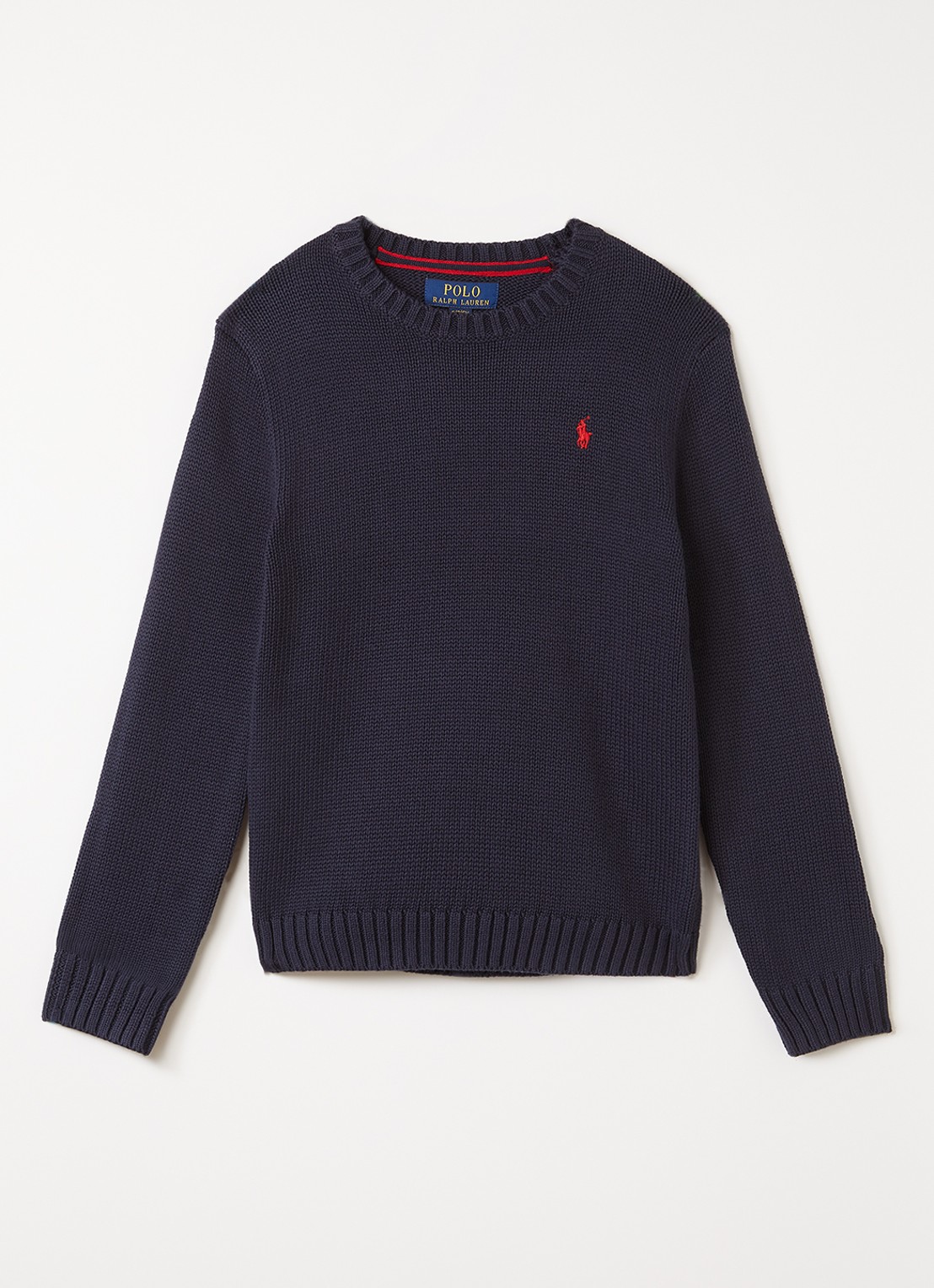Ralph Lauren Grofgebreide pullover met logo - voorkant 2 donkerblauw