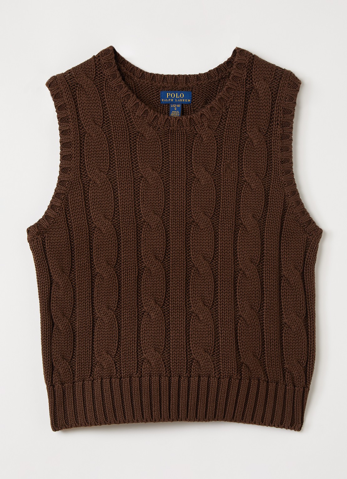 Ralph Lauren Grofgebreide spencer - voorkant lichtbruin
