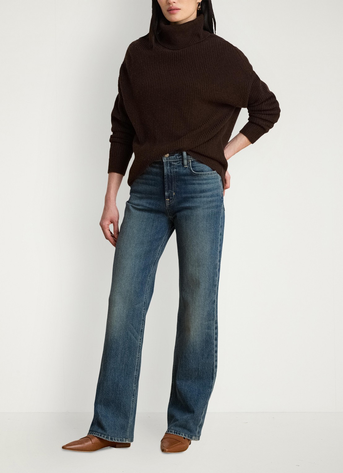 Ralph Lauren Grofgebreide trui in kasjmierblend met col - detail 4 circuit brown / bruin