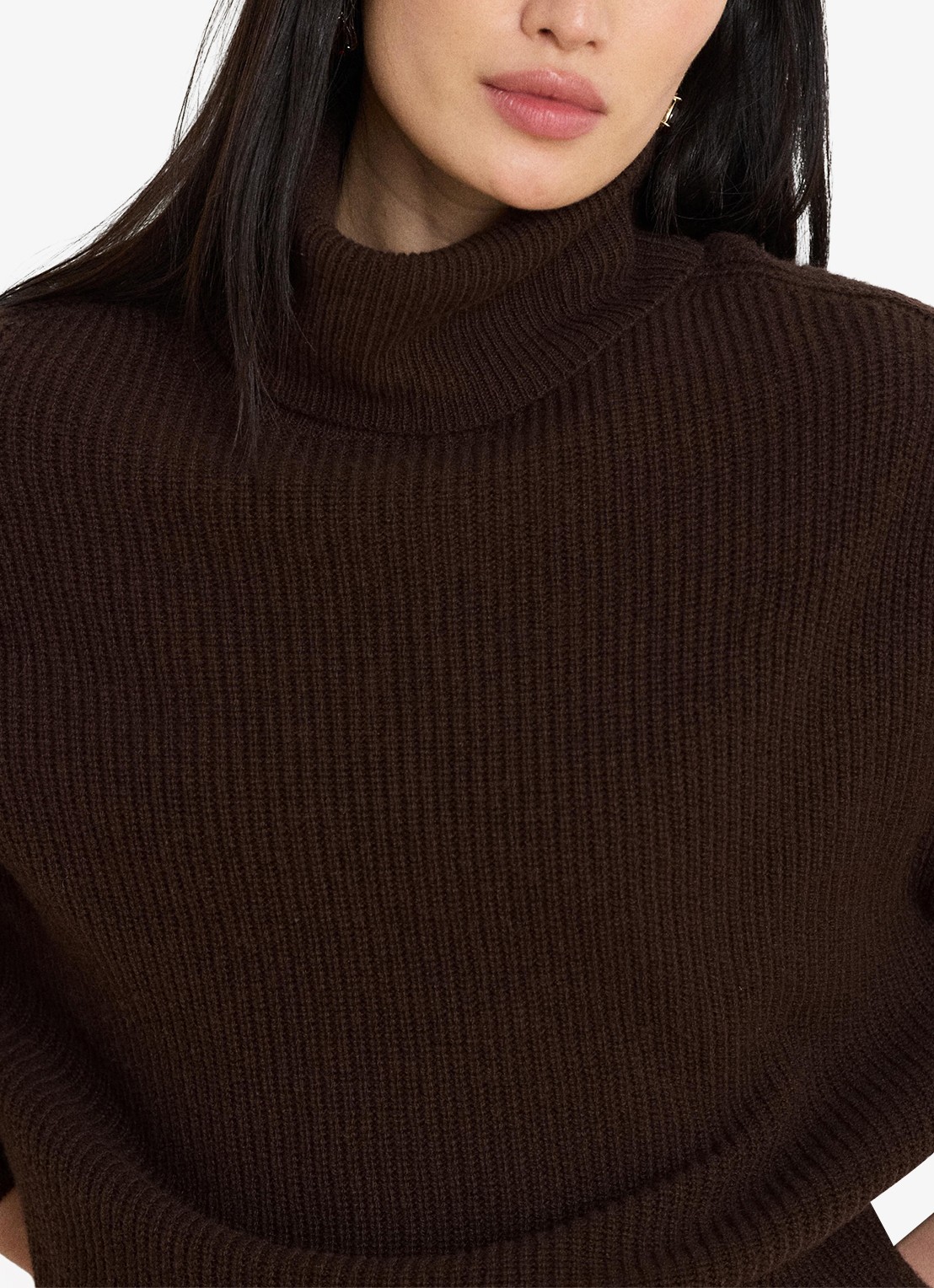 Ralph Lauren Grofgebreide trui in kasjmierblend met col - detail 5 circuit brown / bruin