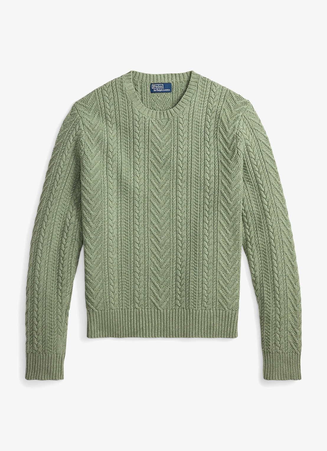 Ralph Lauren Grofgebreide trui in linnenblend - voorkant fern green combo / mosgroen