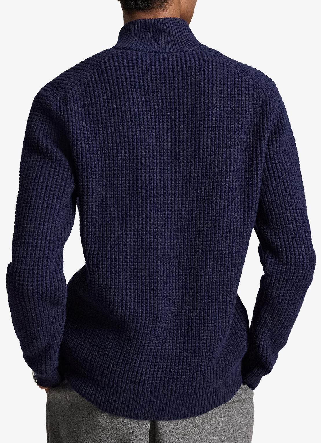Ralph Lauren Grofgebreide trui in wolblend met halve rits - achterkant 3 hunter navy / donkerblauw