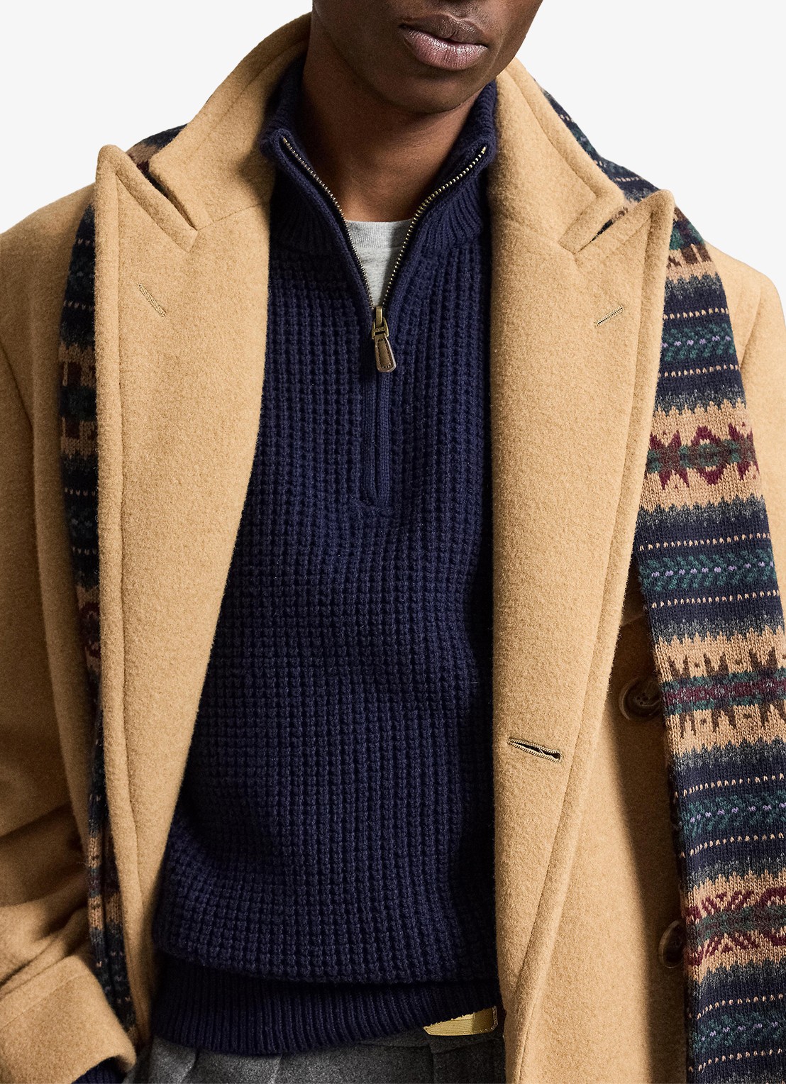 Ralph Lauren Grofgebreide trui in wolblend met halve rits - detail 2 hunter navy / donkerblauw