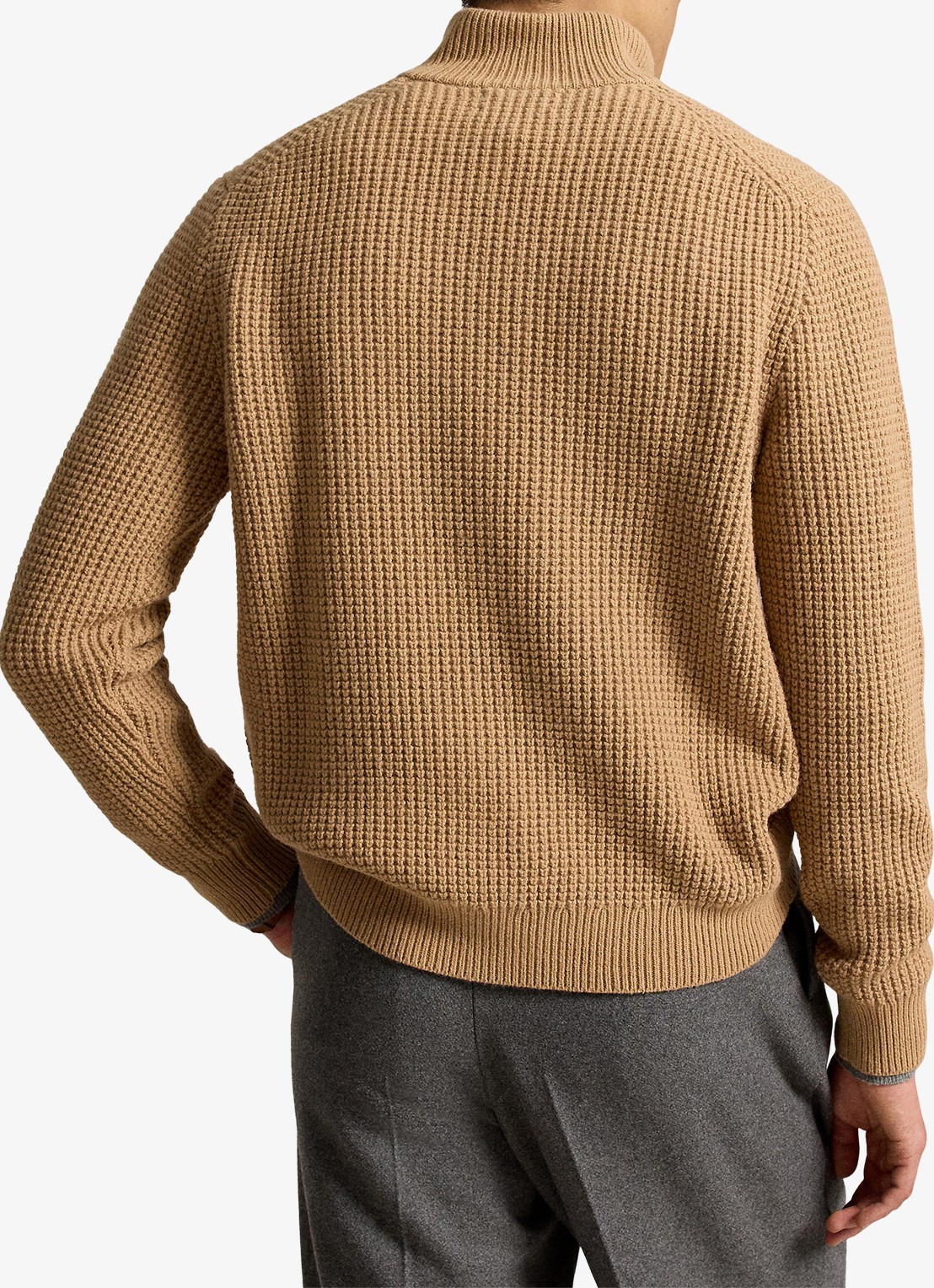 Ralph Lauren Grofgebreide trui in wolblend met halve rits - achterkant 3 new camel melange-22rw / beige