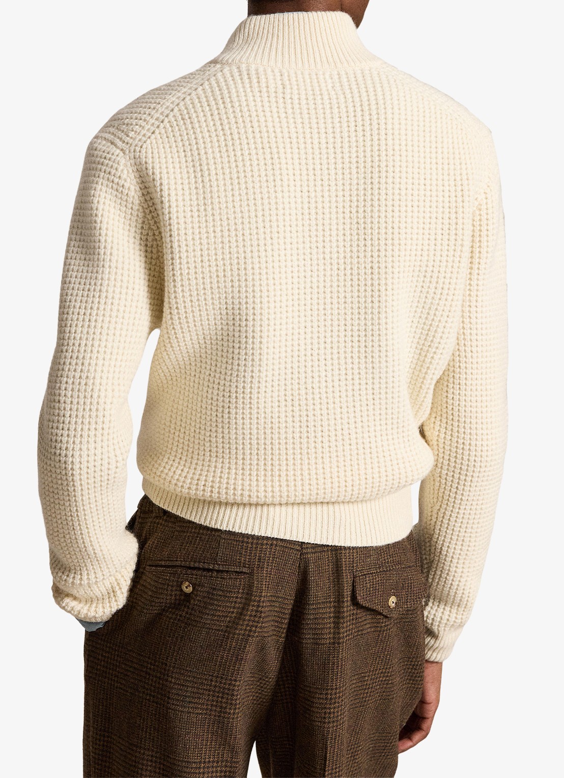 Ralph Lauren Grofgebreide trui in wolblend met halve rits - achterkant andover cream-34ty / beige