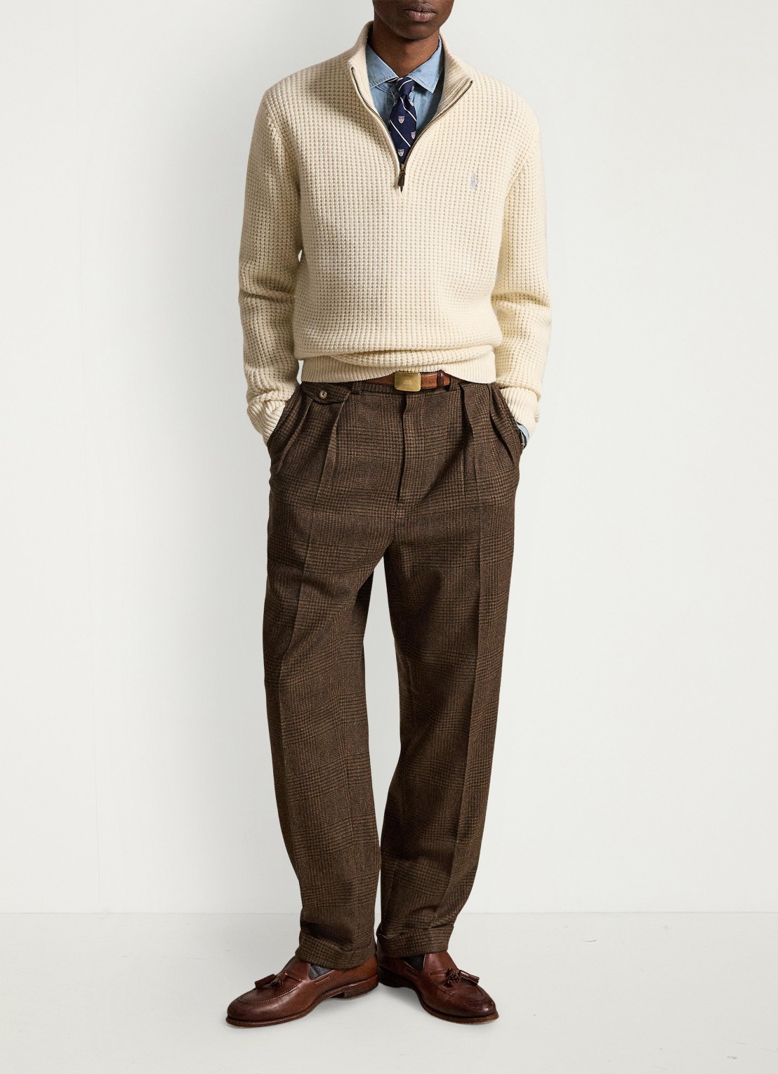 Ralph Lauren Grofgebreide trui in wolblend met halve rits - detail 2 andover cream-34ty / beige