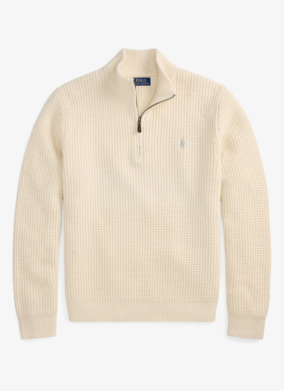 Ralph Lauren Grofgebreide trui in wolblend met halve rits - voorkant 4 andover cream-34ty / beige