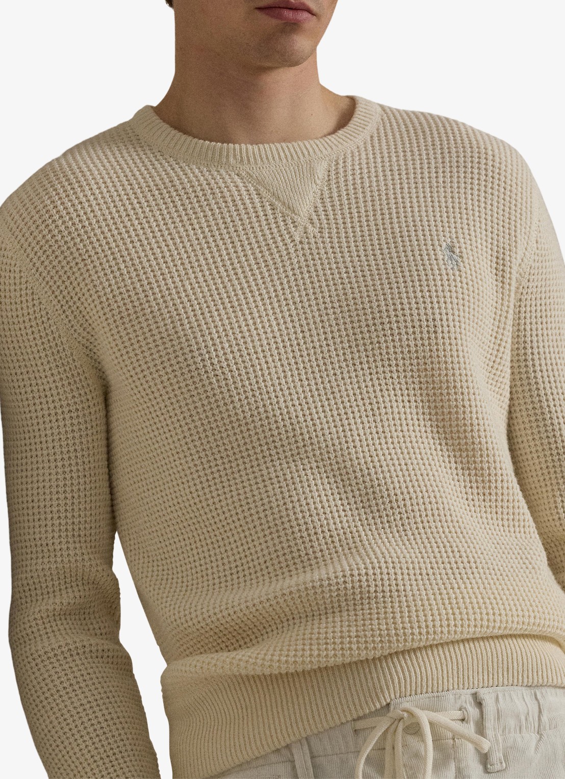 Ralph Lauren Grofgebreide trui in wolblend met logoborduring - detail 2 andover cream / creme
