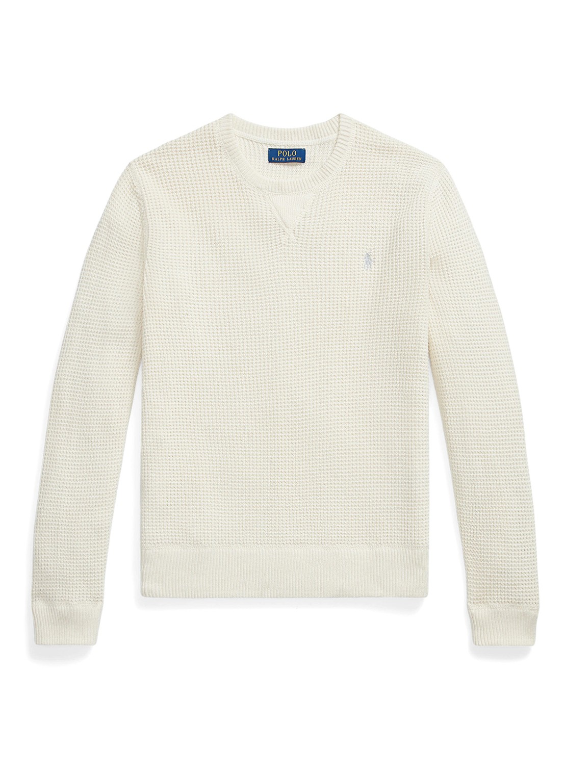 Ralph Lauren Grofgebreide trui in wolblend met logoborduring - voorkant 3 andover cream / creme