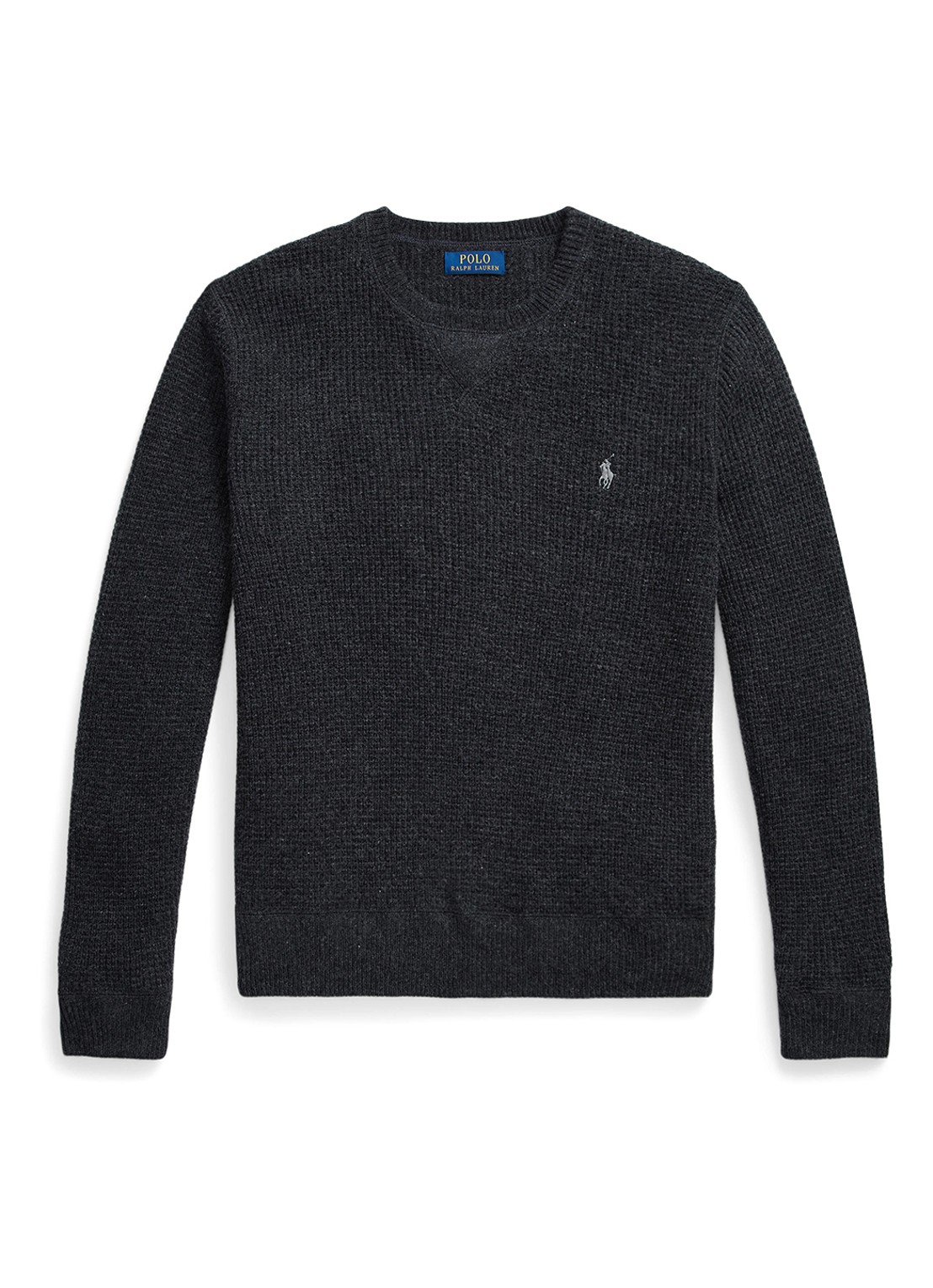 Ralph Lauren Grofgebreide trui in wolblend met logoborduring - voorkant 4 dark granite / donkergrijs