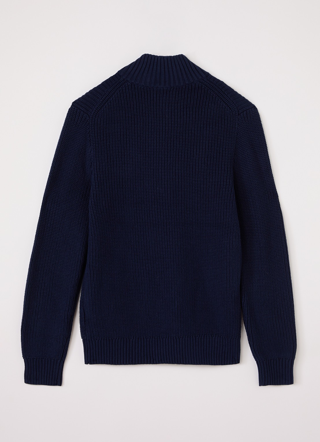 Ralph Lauren Grofgebreide trui met halve rits - voorkant 2 donkerblauw