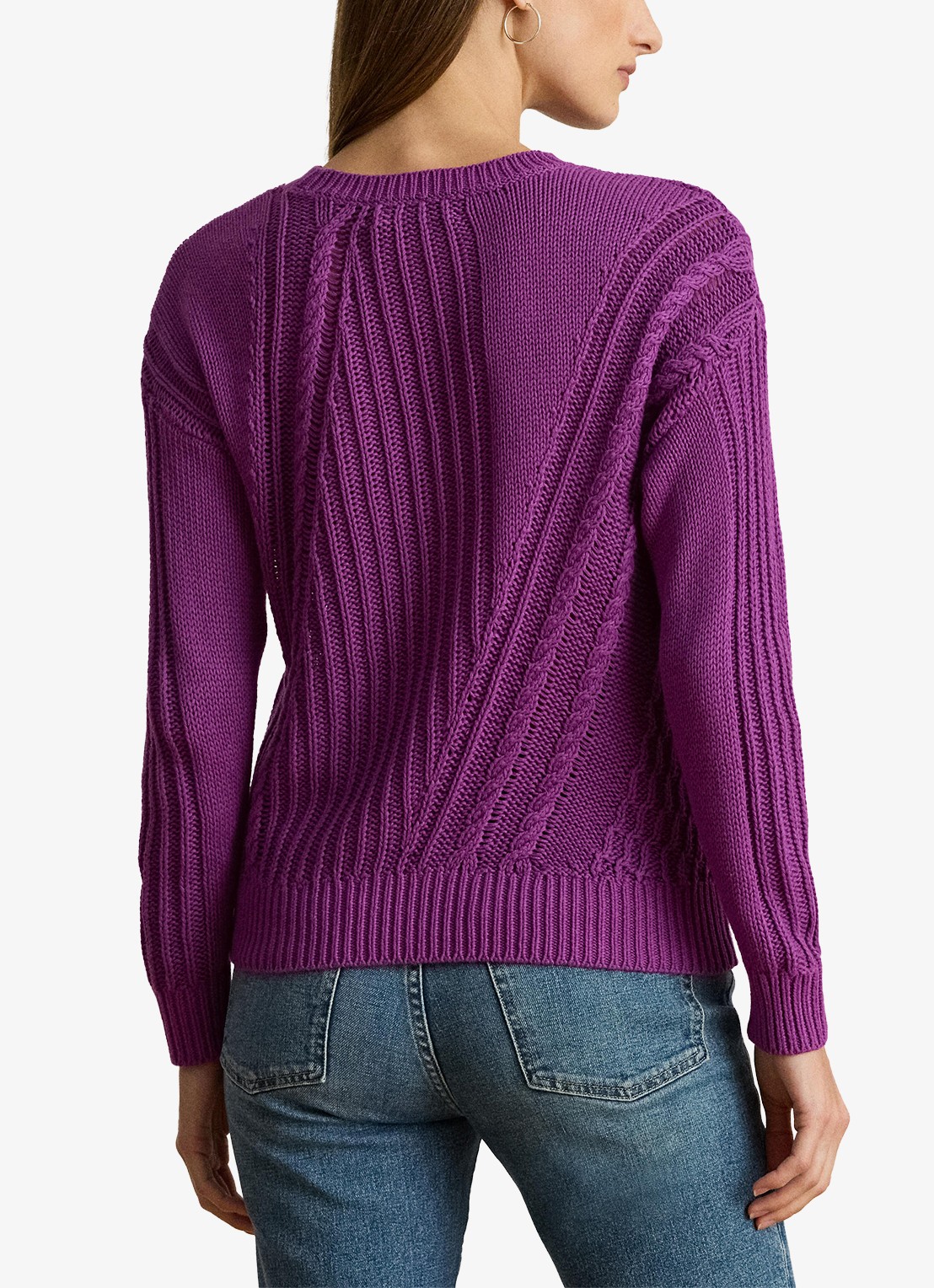Ralph Lauren Grofgebreide trui met ingebreid patroon - achterkant 3 purple dawn / paars