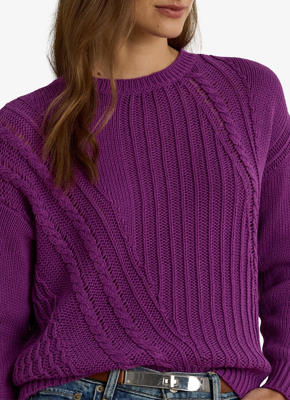 Ralph Lauren Grofgebreide trui met ingebreid patroon - detail 5 purple dawn / paars