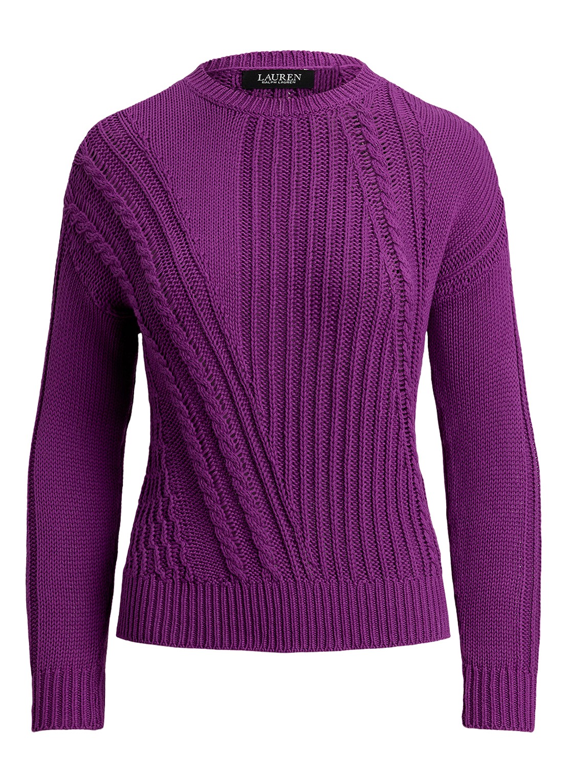 Ralph Lauren Grofgebreide trui met ingebreid patroon - voorkant purple dawn / paars