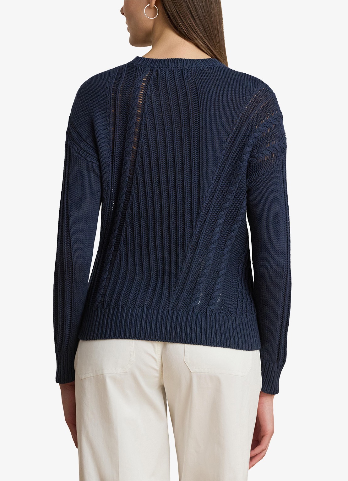 Ralph Lauren Grofgebreide trui met ingebreid patroon - achterkant 5 shadow navy / donkerblauw
