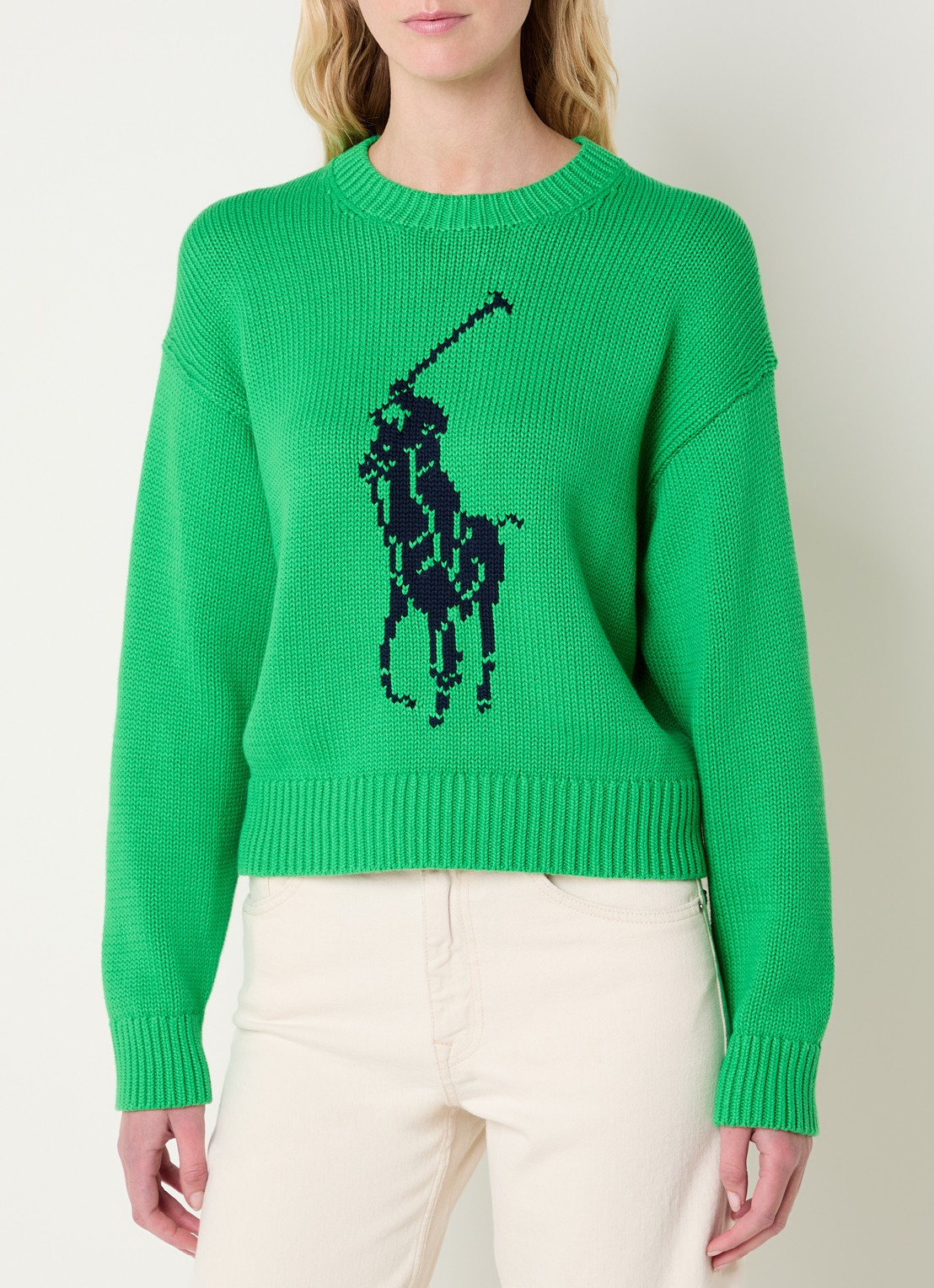 Ralph Lauren Grofgebreide trui met ingebreide logoprint - detail 3 groen