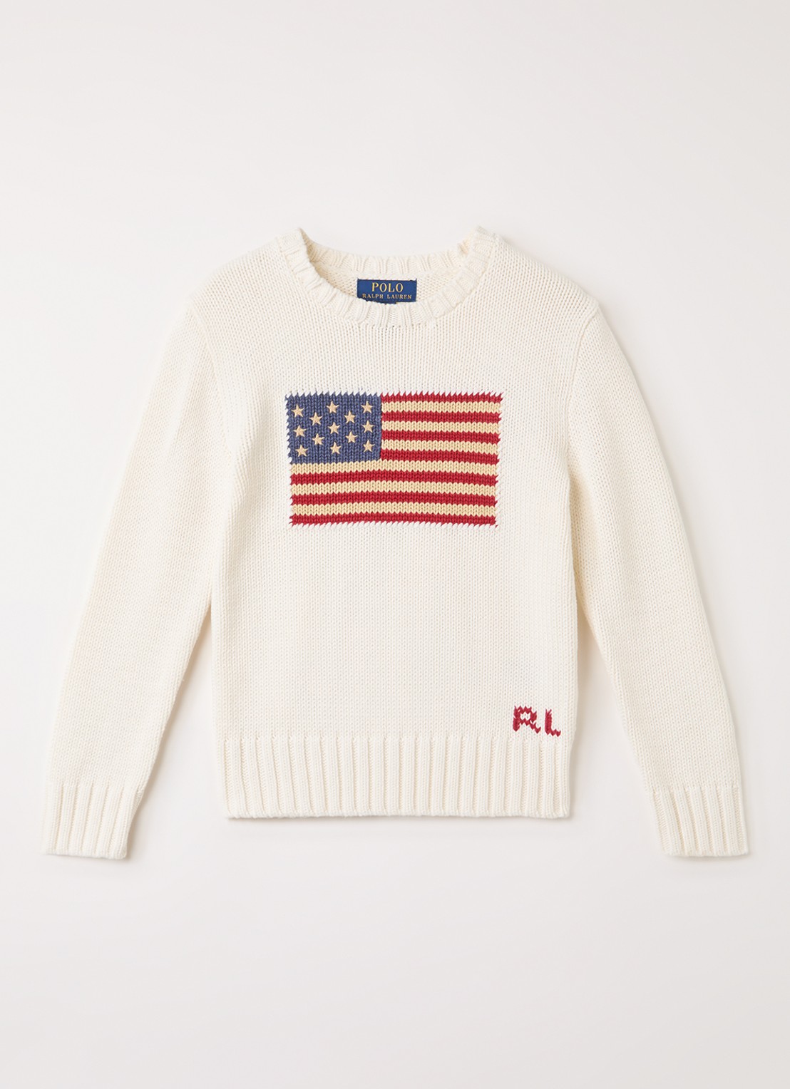 Ralph Lauren Grofgebreide trui met ingebreide print - voorkant 2 gebroken wit