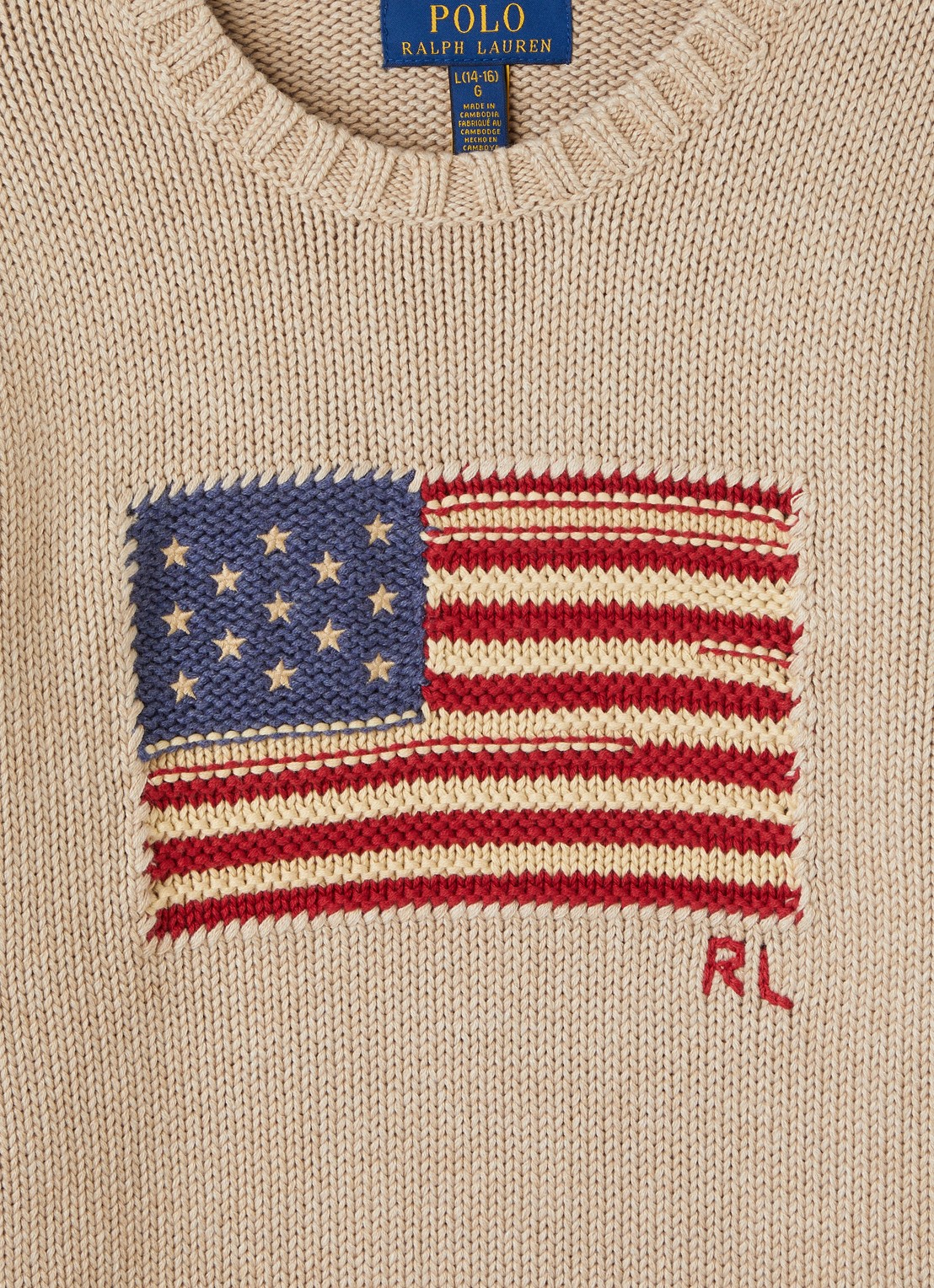Ralph Lauren Grofgebreide trui met ingebreide print - detail 3 beige