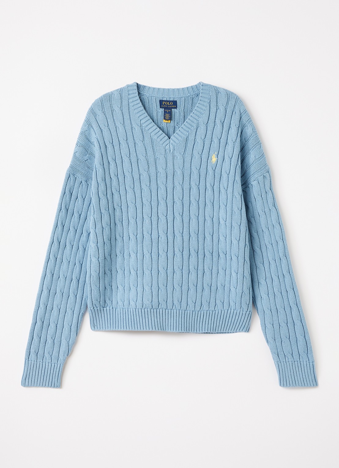 Ralph Lauren Grofgebreide trui met logo - voorkant 2 blauwgrijs