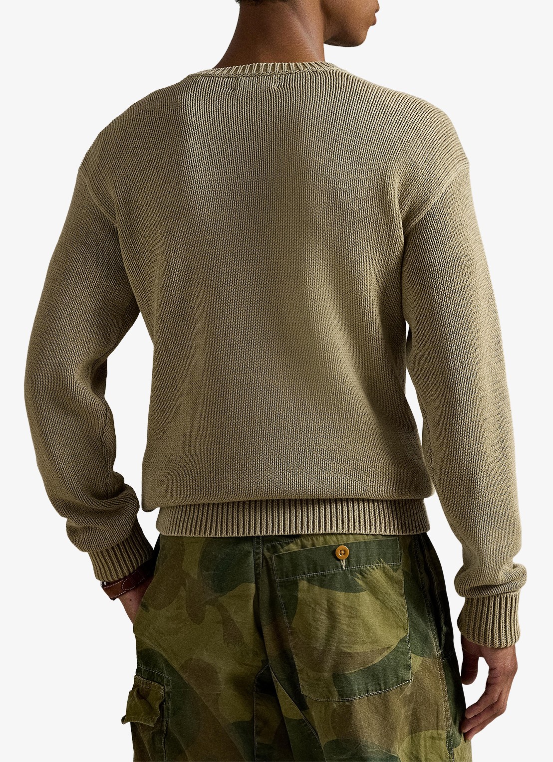 Ralph Lauren Grofgebreide trui met logoborduring - achterkant 5 surrey tan / beige