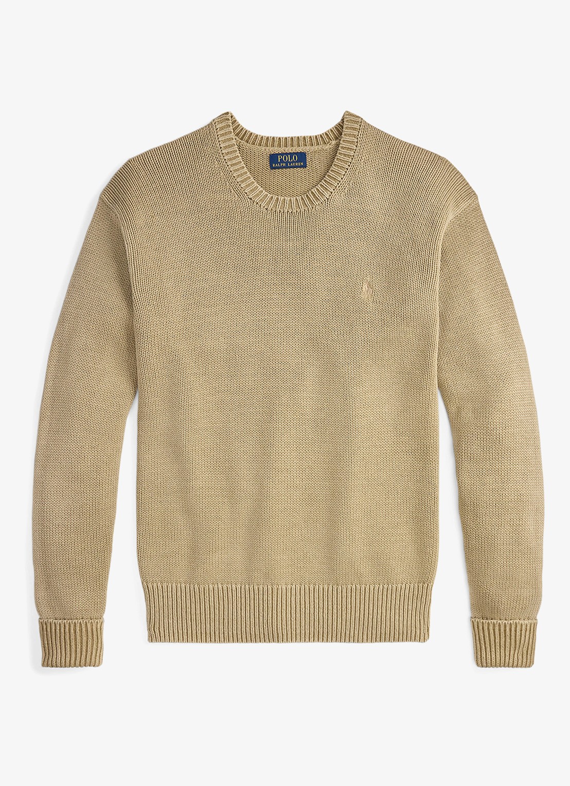 Ralph Lauren Grofgebreide trui met logoborduring - voorkant 3 surrey tan / beige
