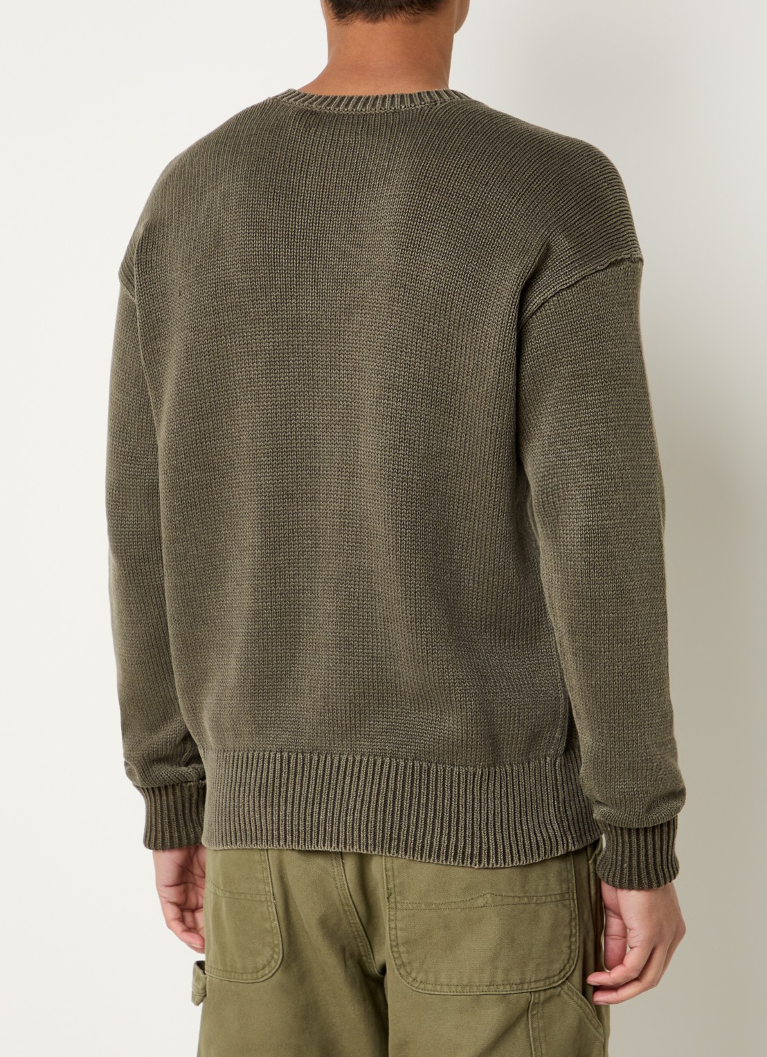 Ralph Lauren Grofgebreide trui met logoborduring - achterkant company olive / groen