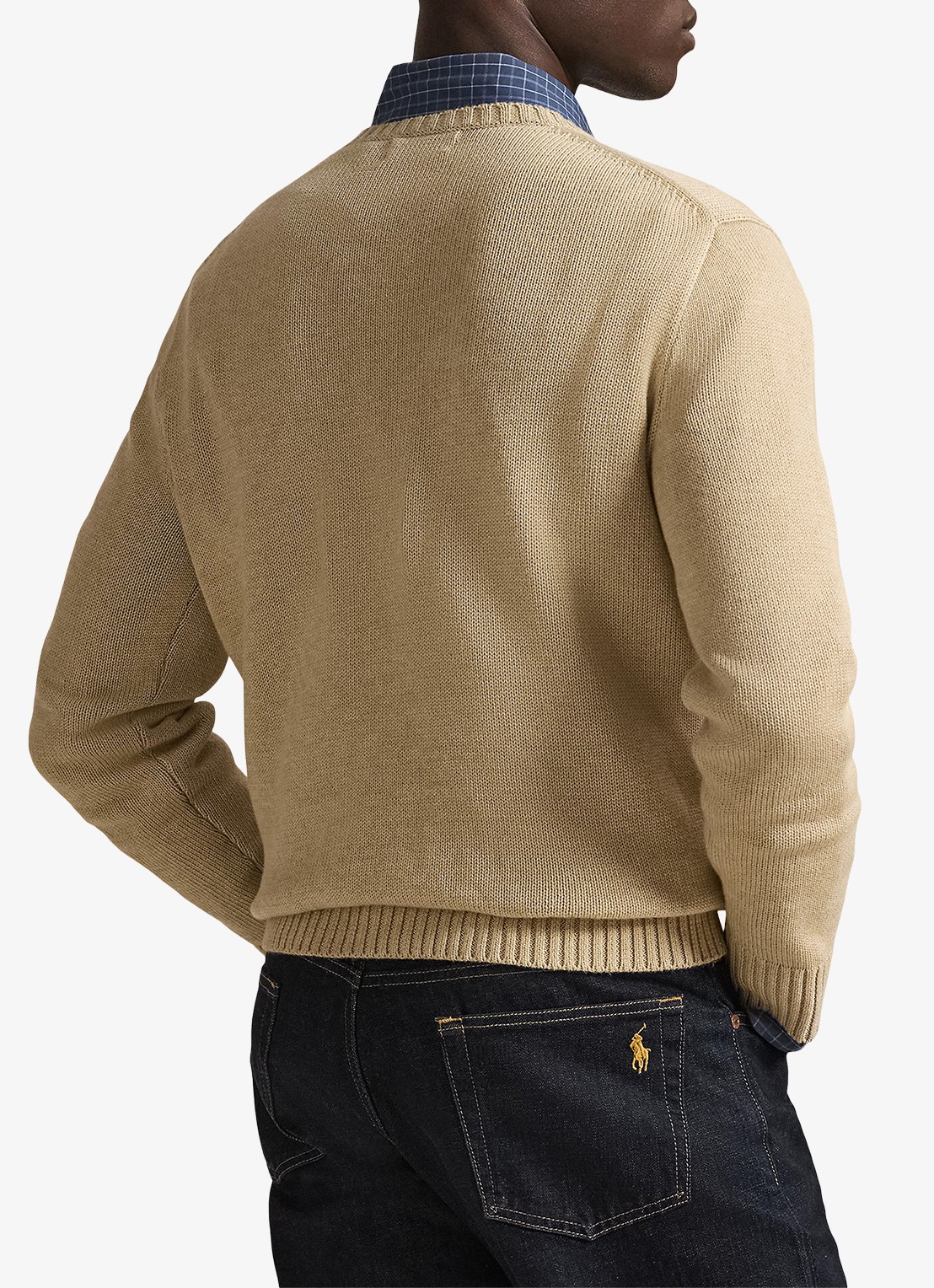 Ralph Lauren Grofgebreide trui met logoborduring - achterkant beige