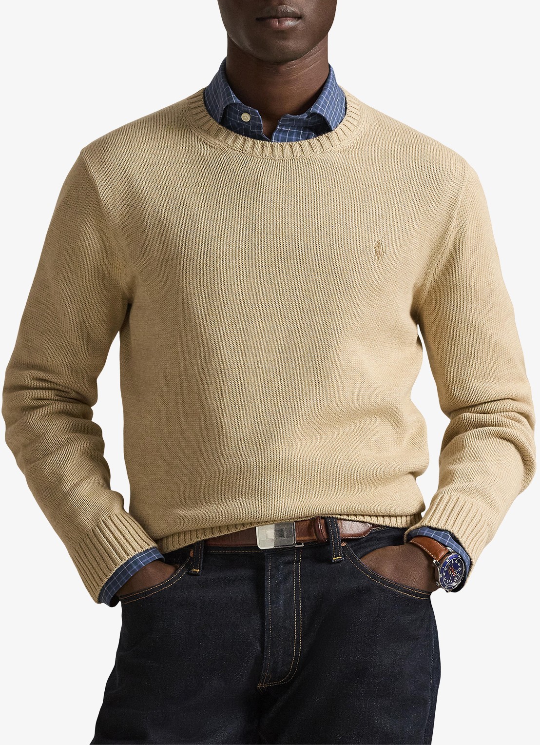Ralph Lauren Grofgebreide trui met logoborduring - detail 2 beige