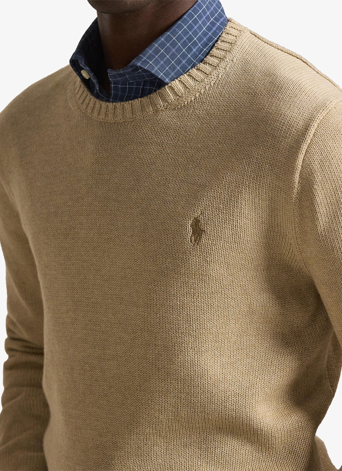 Ralph Lauren Grofgebreide trui met logoborduring - detail 3 beige