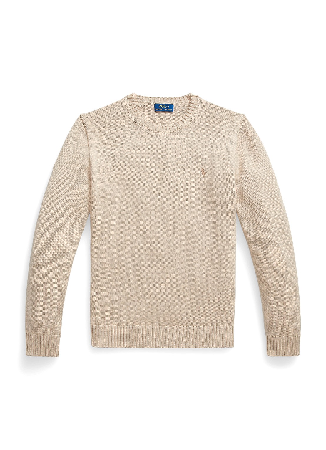 Ralph Lauren Grofgebreide trui met logoborduring - voorkant 4 beige