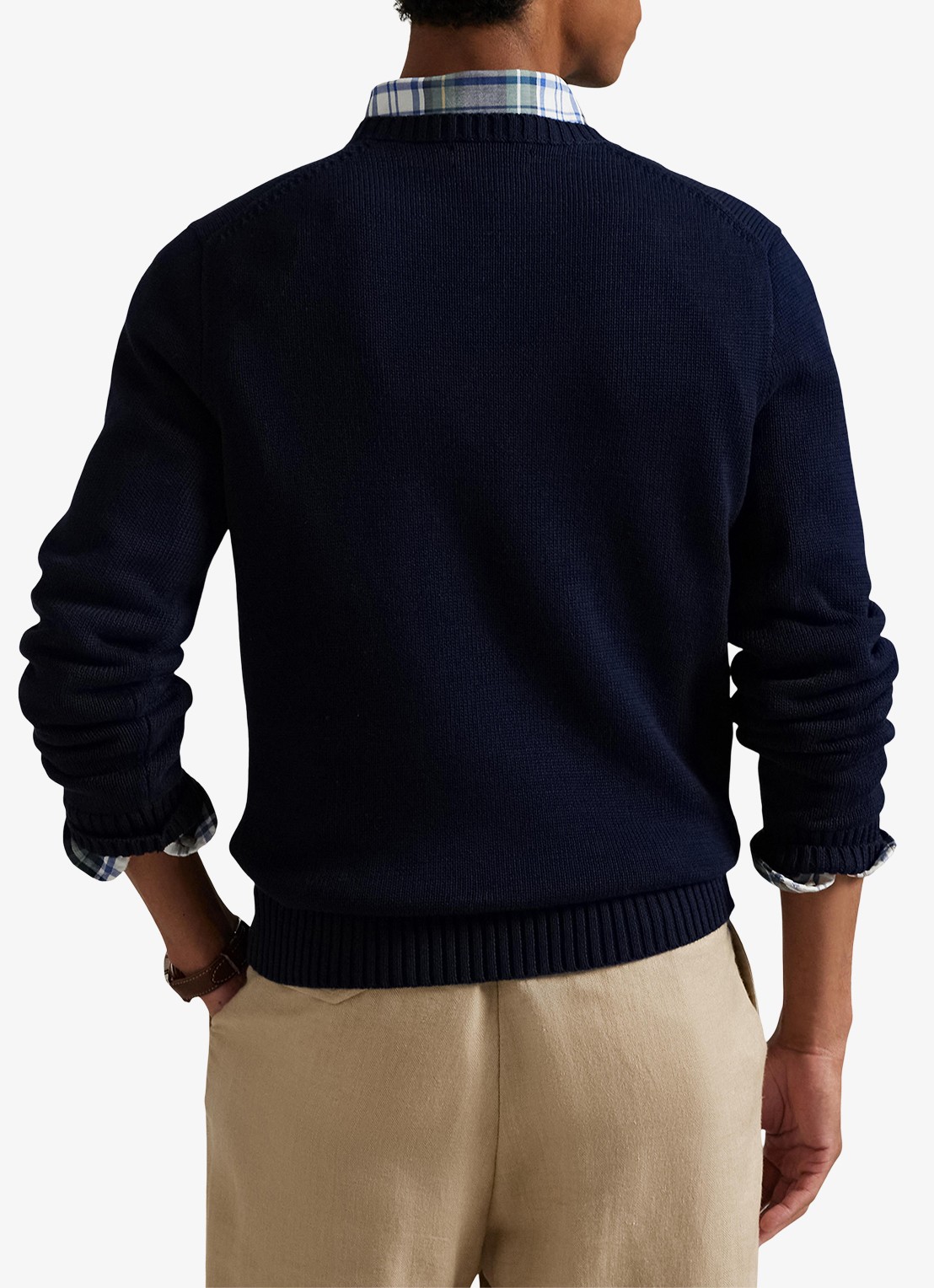 Ralph Lauren Grofgebreide trui met logoborduring - achterkant 3 patterned - navy / donkerblauw