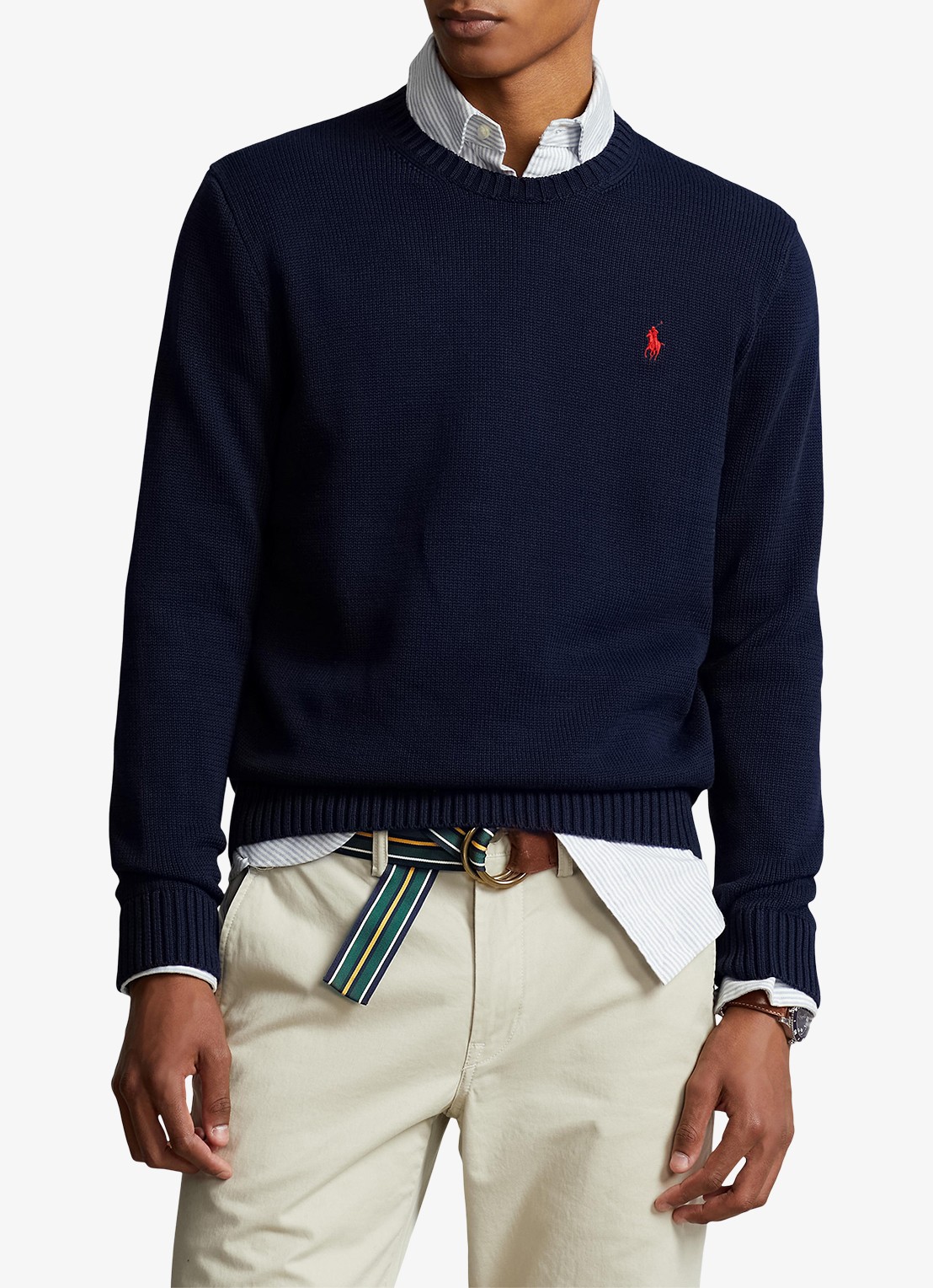 Ralph Lauren Grofgebreide trui met logoborduring - detail 4 patterned - navy / donkerblauw