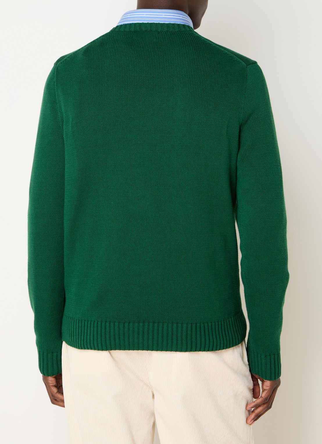 Ralph Lauren Grofgebreide trui met logoborduring - achterkant 4 groen