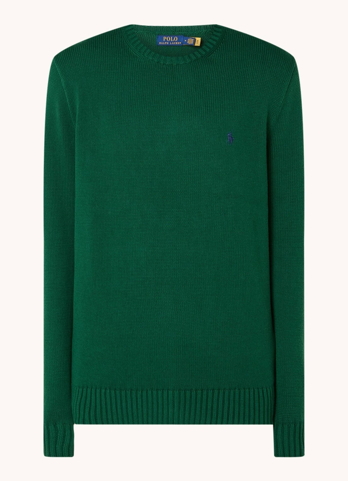 Ralph Lauren Grofgebreide trui met logoborduring - voorkant groen