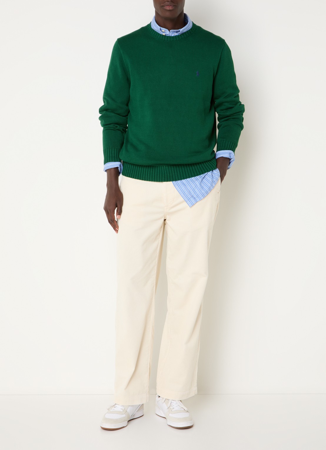 Ralph Lauren Grofgebreide trui met logoborduring - voorkant 2 groen