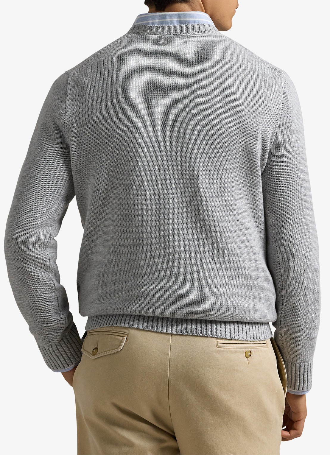 Ralph Lauren Grofgebreide trui met logoborduring - achterkant andover heather / grijs