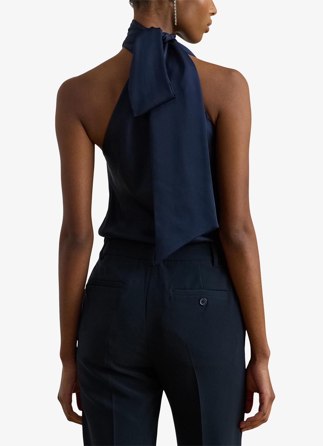 Ralph Lauren Haltertop met sjaalkraag - achterkant 3 refined navy / donkerblauw