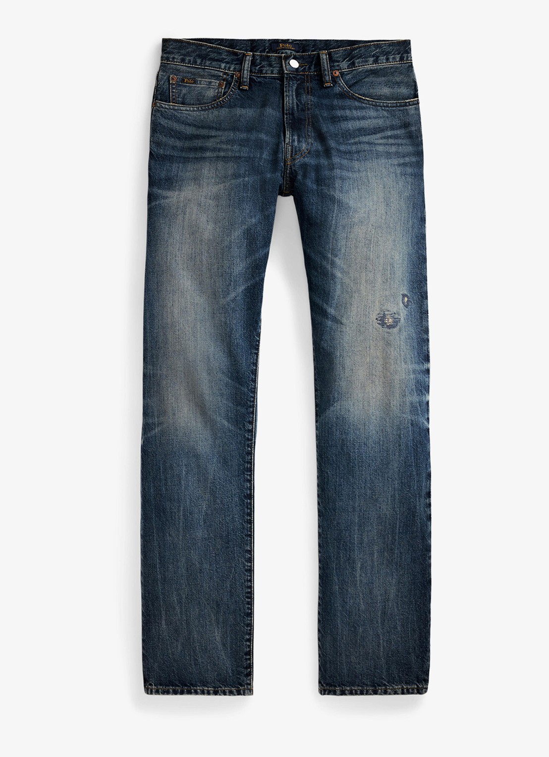 Ralph Lauren Hampton straigh fit jeans met destroyed afwerking - voorkant 3 ninigret / indigo