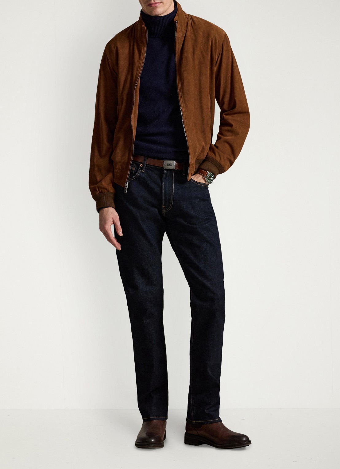 Ralph Lauren Hampton straight leg jeans met donkere wassing - voorkant 4 rinse stretch / indigo