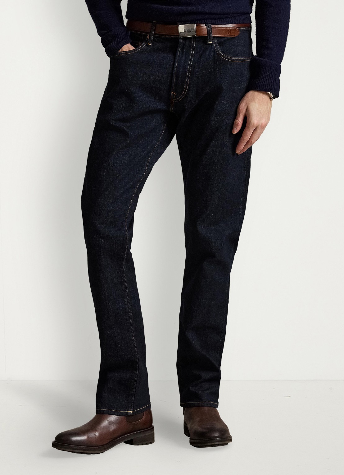Ralph Lauren Hampton straight leg jeans met donkere wassing - detail 2 rinse stretch / indigo